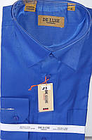 Рубашка мужская De Luxe vd-0023 васильковая однотонная классическая с длинным рукавом
