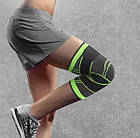 Наколінник еластичний для бігу та занять спортом AOLIKES HX-7720 з бандажними ременями салатовий, фото 7