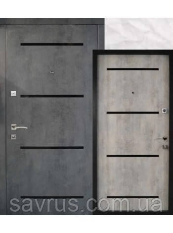 Двері СКРИТІ ПЕТЛІ  97 мал. 20-30  бетон темний   R (лиштва + ручка), фото 1