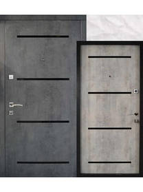 Двері СКРИТІ ПЕТЛІ  97 мал. 20-30  бетон темний   R (лиштва + ручка)