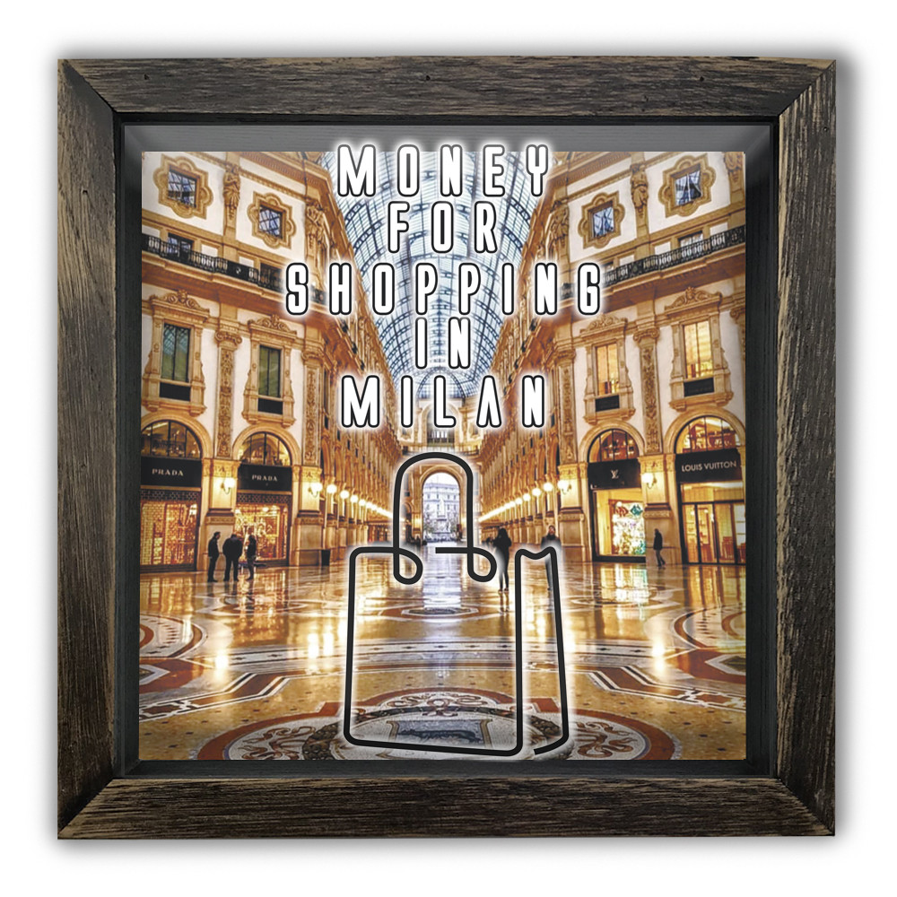 Дерев'яна копілка (скарбничка) 20х20 см Money for shopping in Milan хркп0002ква Тур-Колекшн, фото 1