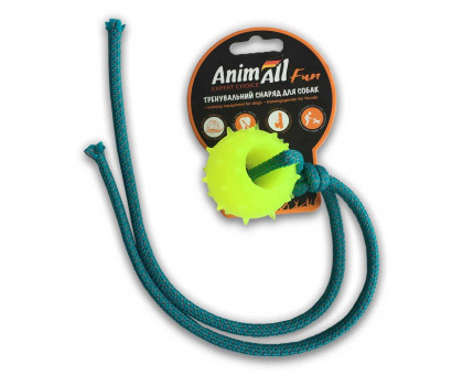 Фото - Іграшка для собаки AnimAll Игрушка  Fun шар с канатом, жёлтый, 4 см 