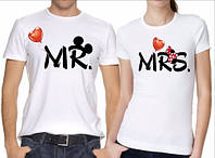Парные футболки с принтом "Mr. Mrs (ушки Микки и Минни Маусов)" Push IT