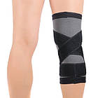 Наколінник еластичний для бігу та занять спортом AOLIKES HX-7720 з бандажними ременями чорний, фото 2