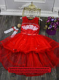 Дитяча сукня подовжене ззаду Малинове 110-134, фото 3