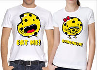 Парные футболки с принтом "Печеньки: Eat me. Omnomnom" Push IT