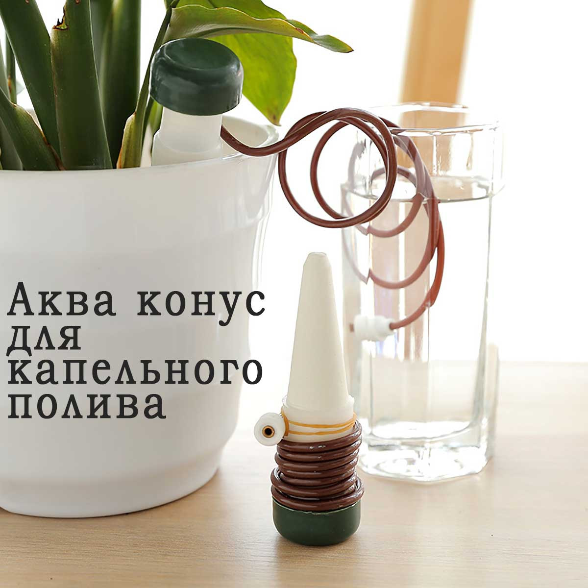 Крапельний полив кімнатних рослин Wi Aqua аква конус. Автополивши для кімнатних рослин