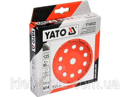 Чашка діамантова зачисна шліфувальна 125 мм Yato YT-60322, ціна