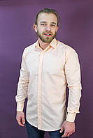 Мужская рубашка персикового цвета с длинным рукавом