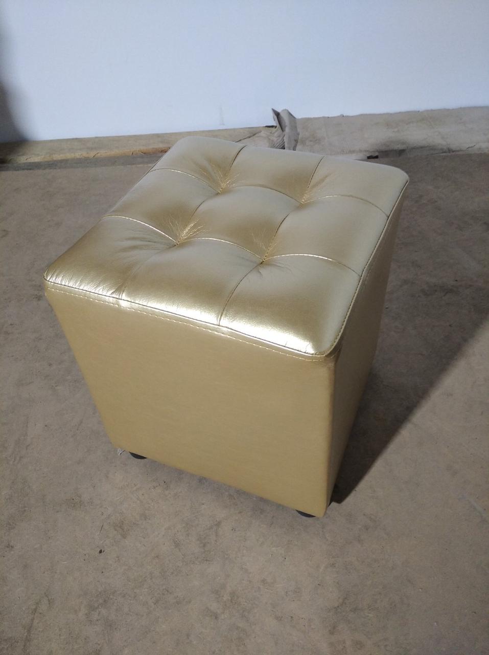 Пуф квадратний стеганний золотий купити в Одесі, Україні, фото 1