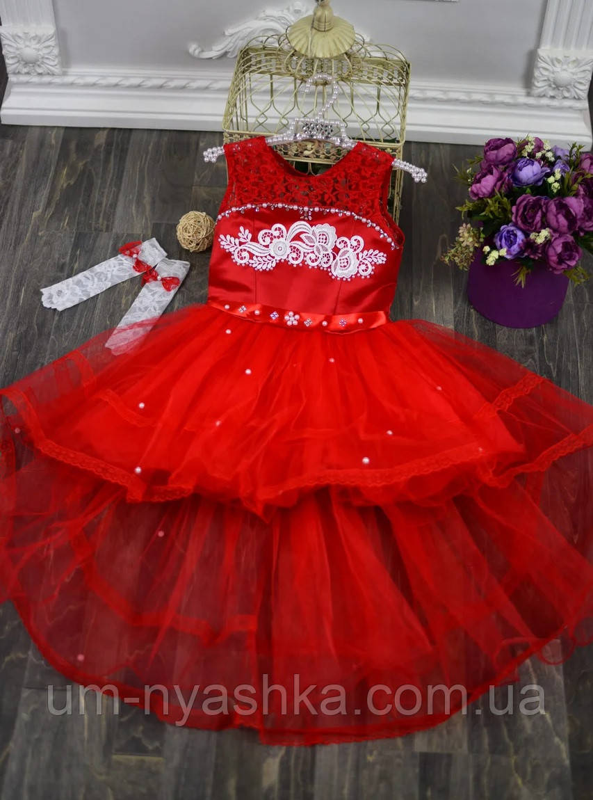 Дитяча сукня видовжене ззаду Червоне 116-134