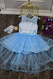 Дитяча сукня видовжене ззаду Синє 110-134, фото 9