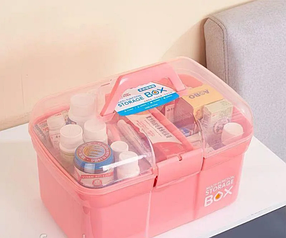 Пластиковий контейнер органайзер для зберігання рожевий 17*16*13 см