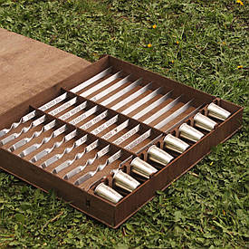 Шампури з залізними ручкою 10шт. + Чарки 8 шт. з індивідуальною гравіюванням у подарунковій коробці