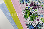 Набір тканин 50*50 з 4 шт. "Кружні метелики та горох" NoНБ-79, фото 2