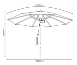 Садовий велику парасольку від сонця з функцією нахилу з основою з дерева (Хардвуд) (3 метра),buuba, фото 3