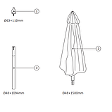 Садовий велику парасольку від сонця з функцією нахилу з основою з дерева (Хардвуд) (3 метра),buuba, фото 4