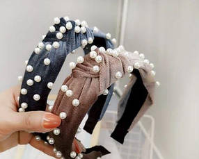 Обідок для волосся оксамитовий з намистинами