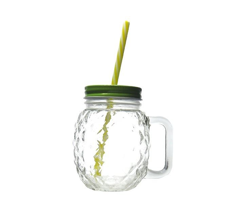 Джар Банка гуртка з трубочкою Клер-ананас 500 мл K9481, фото 2