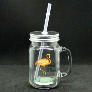 Джар Банка гуртка з трубочкою Фламинго 450 мл K9337-57