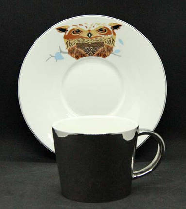Чашка з блюдцем 250 мл Дзеркальна сова О8030-89, фото 2
