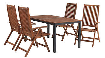 Комплект садових меблів з дерева (4 крісла складних Хардвуд і столик 150 см)