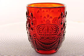 Скляна склянка червоного кольору 260мл "Корона"