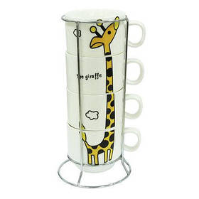 Набір чашок на 4 персони на підставці Жираф 150 мл ( кавовий набір )