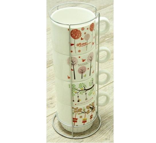 Набор чашек на 4 персоны с подставкой Сезоны 250 мл ( чайный набор )