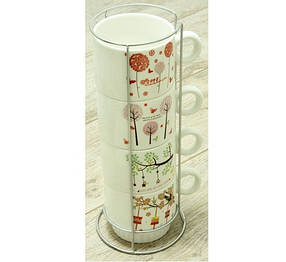 Набор чашек на 4 персоны с подставкой Сезоны 250 мл ( чайный набор )