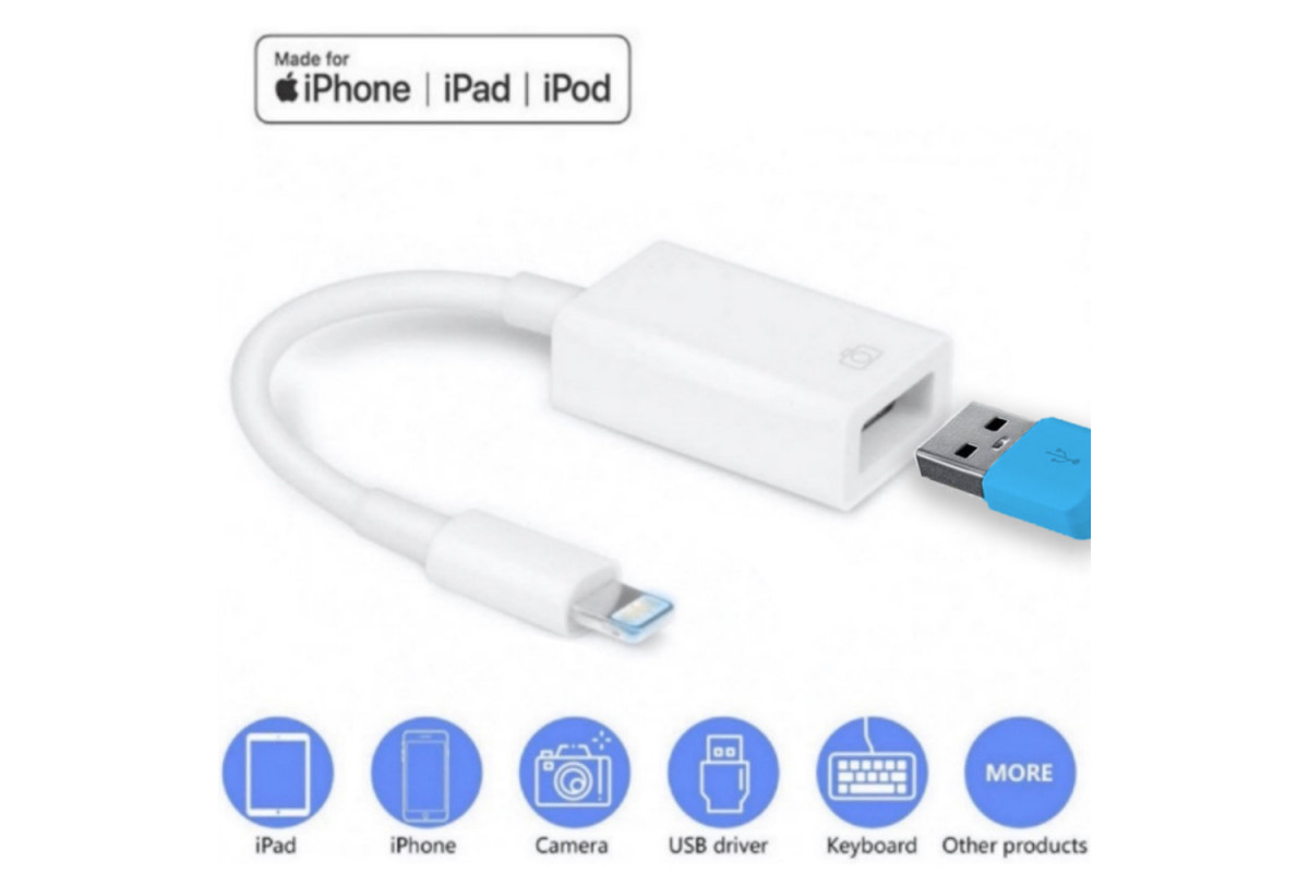 Переходник для IPhone на USB Адаптер для IPad на Флешку Кабель для ...
