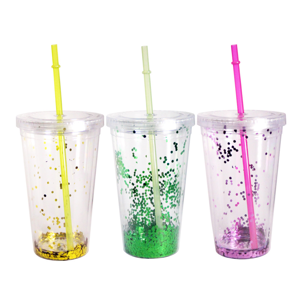 Стакан с крышкой и трубочкой 550 мл Шипучка ( чайный стакан )