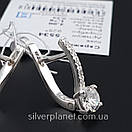 Срібні сережки з камінням на англійській застібці. Сережки зі срібла з фіанітами, фото 5