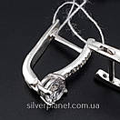 Срібні сережки з камінням на англійській застібці. Сережки зі срібла з фіанітами, фото 7