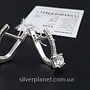 Срібні сережки з камінням на англійській застібці. Сережки зі срібла з фіанітами, фото 6