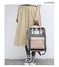Сумка рюкзак для дівчинки підлітка шкільний стильний водонепроникний в стилі Канкен сірий з рожевим, фото 8