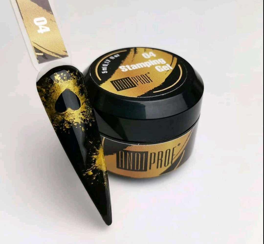 Гель-фарба для стемпінгу #04 декор дизайн нігтів AndiProf 5 мл золото
