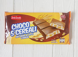 Шоколадні батончики Dolciando Choco 5 Cereali молочний крем з хлопями 120 г Італія