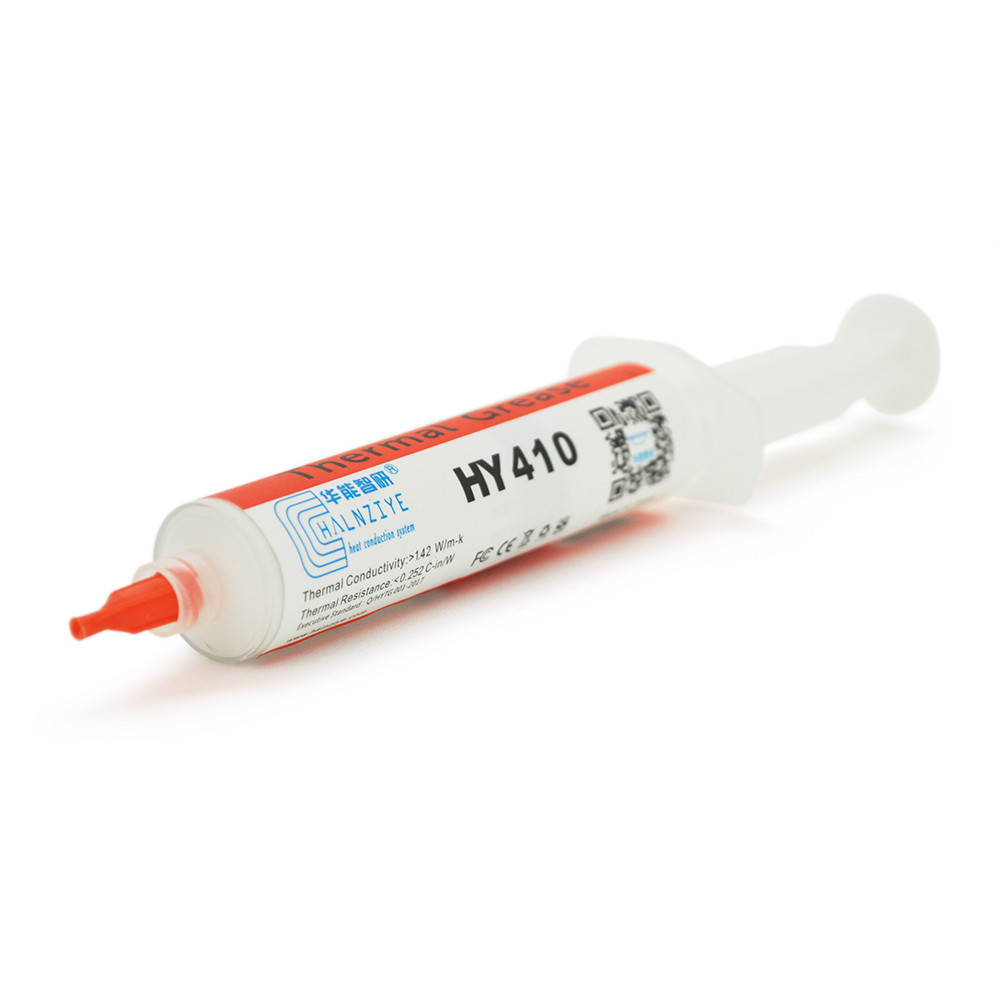 Паста термопровідна HY-410 30g, шприц, White,> 1,42W / m-K, <0.262 ° C-in² / W, -30 ° ≈280 °, В'язкість -1K