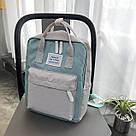 Рюкзак сумка стильний для дівчинки підлітка шкільний водонепроникний в стилі Канкен м'ятний, фото 2