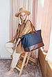 Сумка жіноча велика універсальна комбінована з натуральної шкіри і тканини денім "Weekender Bag Denim", фото 2