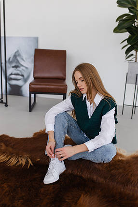 Жіночий в'язаний жилет «Моллі» темний смарагд, фото 3