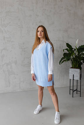 Жіночий жилет-туніка «Гусячі лапки» блакитний, фото 1