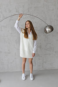 Жіночий жилет-туніка «Гусячі лапки» айворі