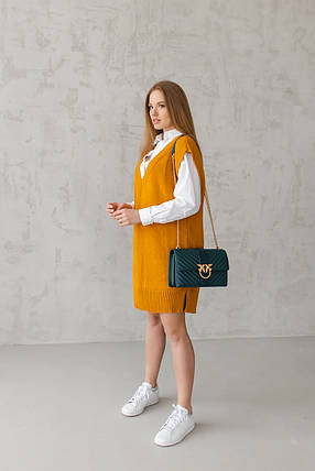 Жіночий жилет-туніка «Гусячі лапки» гірчиця, фото 2