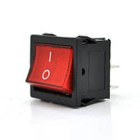 Перемикач  ON-OFF KCD1-104, 250VAC / 6A, 4 контакта, RED, Q100