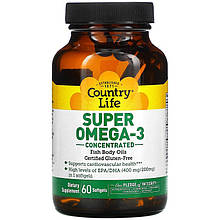 Риб'ячий жир Country Life "Super Omega-3" концентрований (60 капсул)