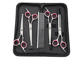 Набір ножиць для грумінгу домашніх тварин Meisha професійний Ножиці для стрижки  Рожевий Хіт продажу!