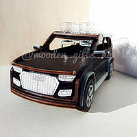 Деревянный мини бар авто Audi Q7 черный для подарка мужчине