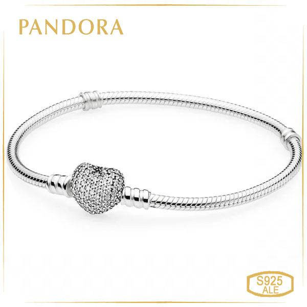

Пандора Браслет, с застежкой в виде сердца в камнях (17 см) Pandora 590727CZ